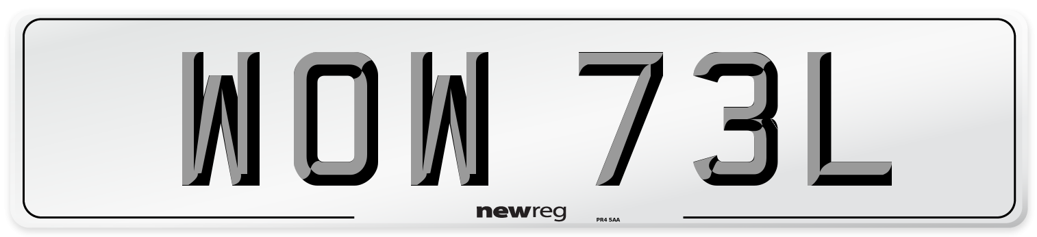 WOW 73L Number Plate from New Reg